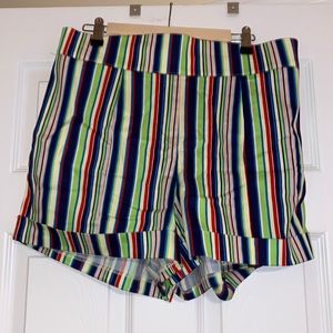 Pinup Girl Clothing/Laura Byrnes high waisted shorts in Candy Stripe